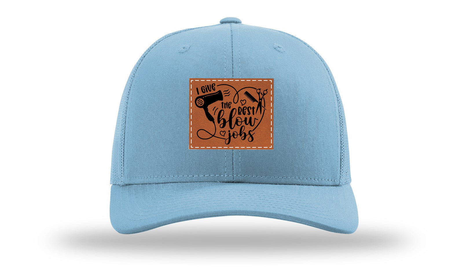 I Give The Best Blow Jobs Leather Patch Richardson 112 Hat-Columbia Blue