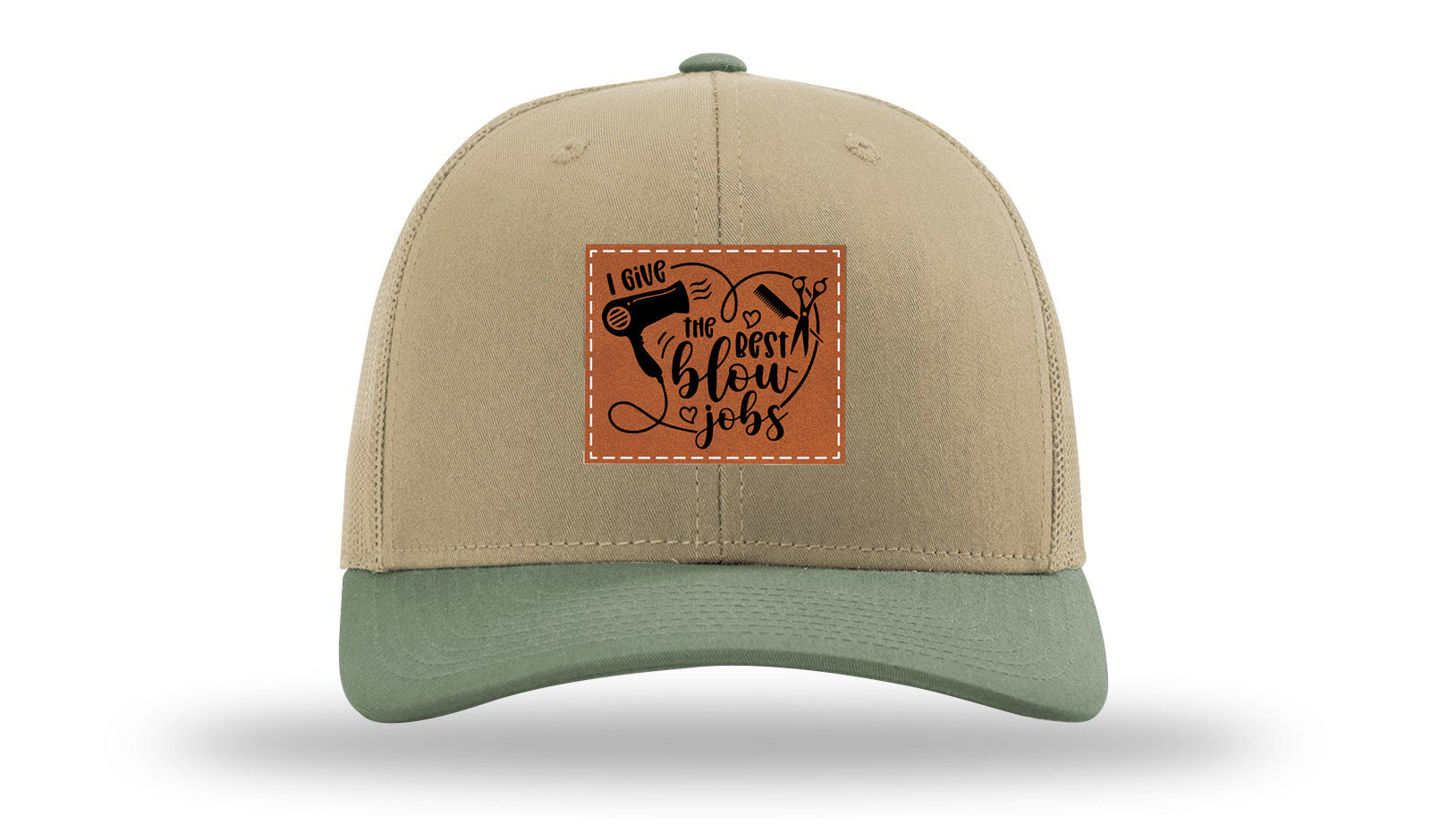 I Give The Best Blow Jobs Leather Patch Richardson 112 Hat-Khaki / Loden - CMB