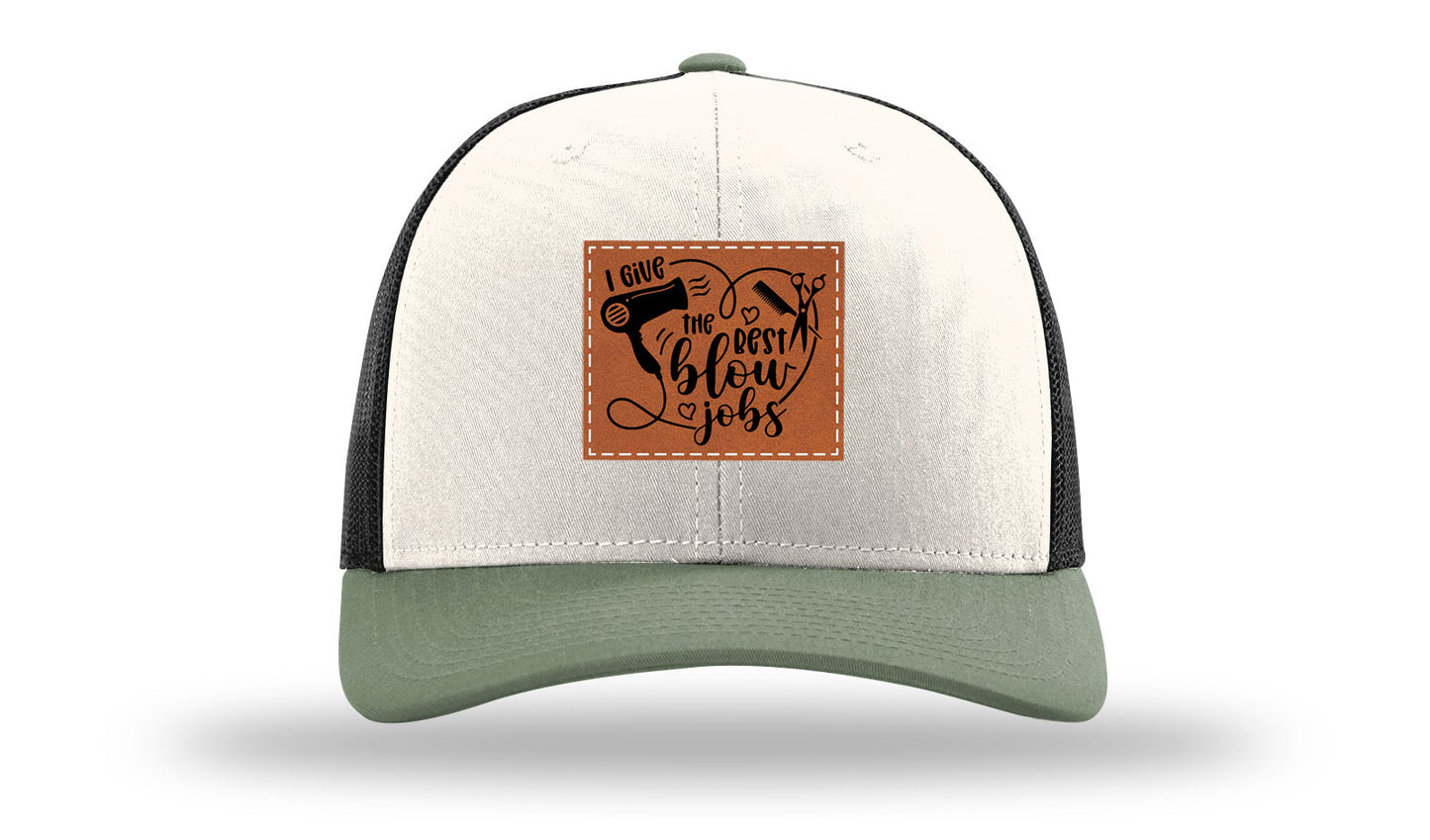 I Give The Best Blow Jobs Leather Patch Richardson 112 Hat-Cream / Black / Loden