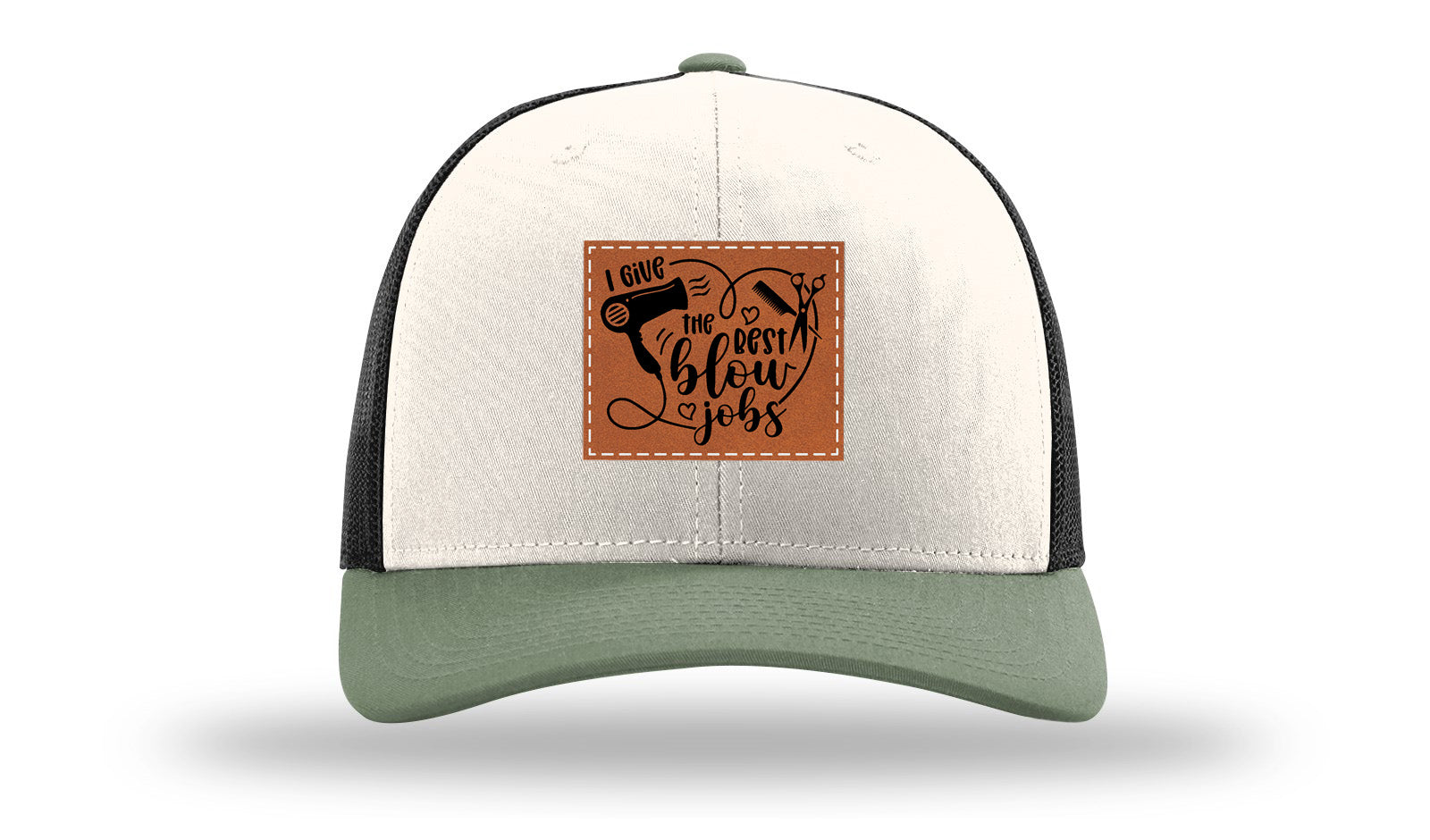 I Give The Best Blow Jobs Leather Patch Richardson 112 Hat-Cream / Black / Loden