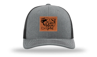 I Give The Best Blow Jobs Leather Patch Richardson 112 Hat-Heather Grey / Black