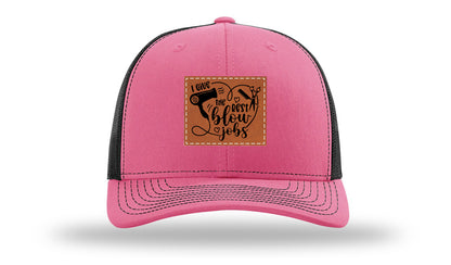I Give The Best Blow Jobs Leather Patch Richardson 112 Hat-Hot Pink / Black