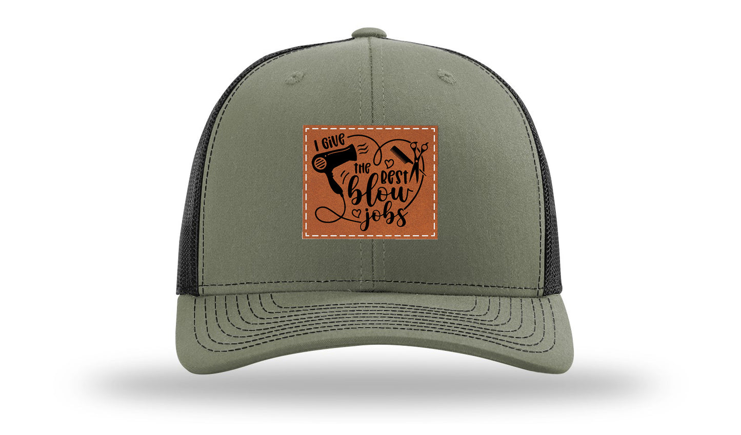 I Give The Best Blow Jobs Leather Patch Richardson 112 Hat-Loden / Black