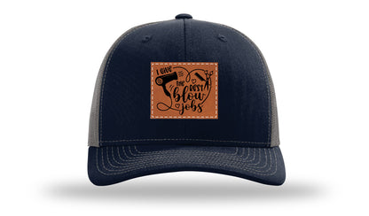 I Give The Best Blow Jobs Leather Patch Richardson 112 Hat-Navy / Charcoal