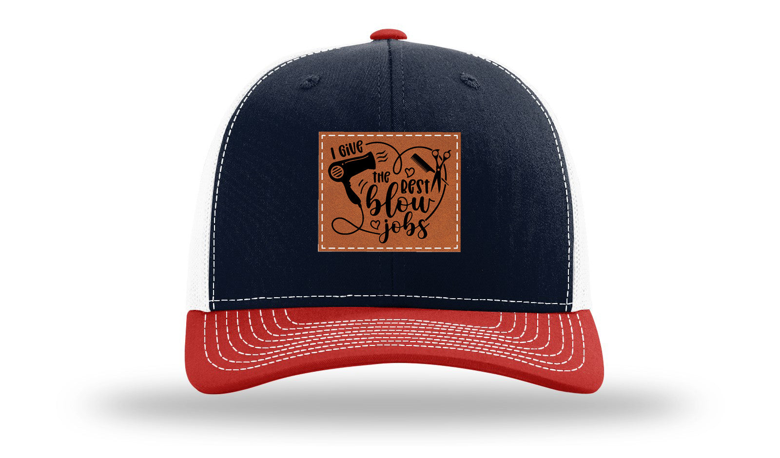 I Give The Best Blow Jobs Leather Patch Richardson 112 Hat-Navy / White / Red