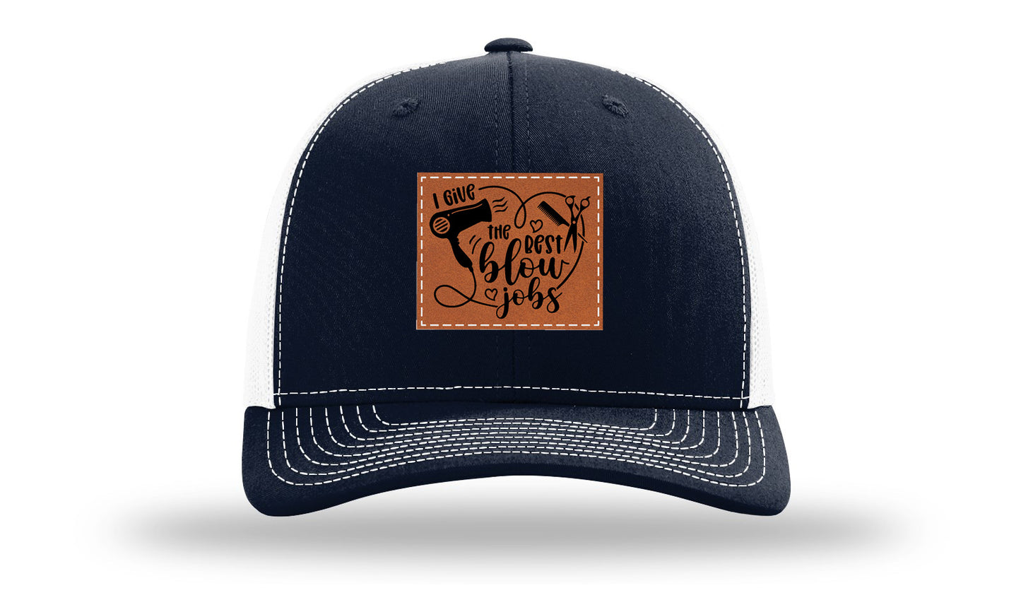 I Give The Best Blow Jobs Leather Patch Richardson 112 Hat-Navy / White