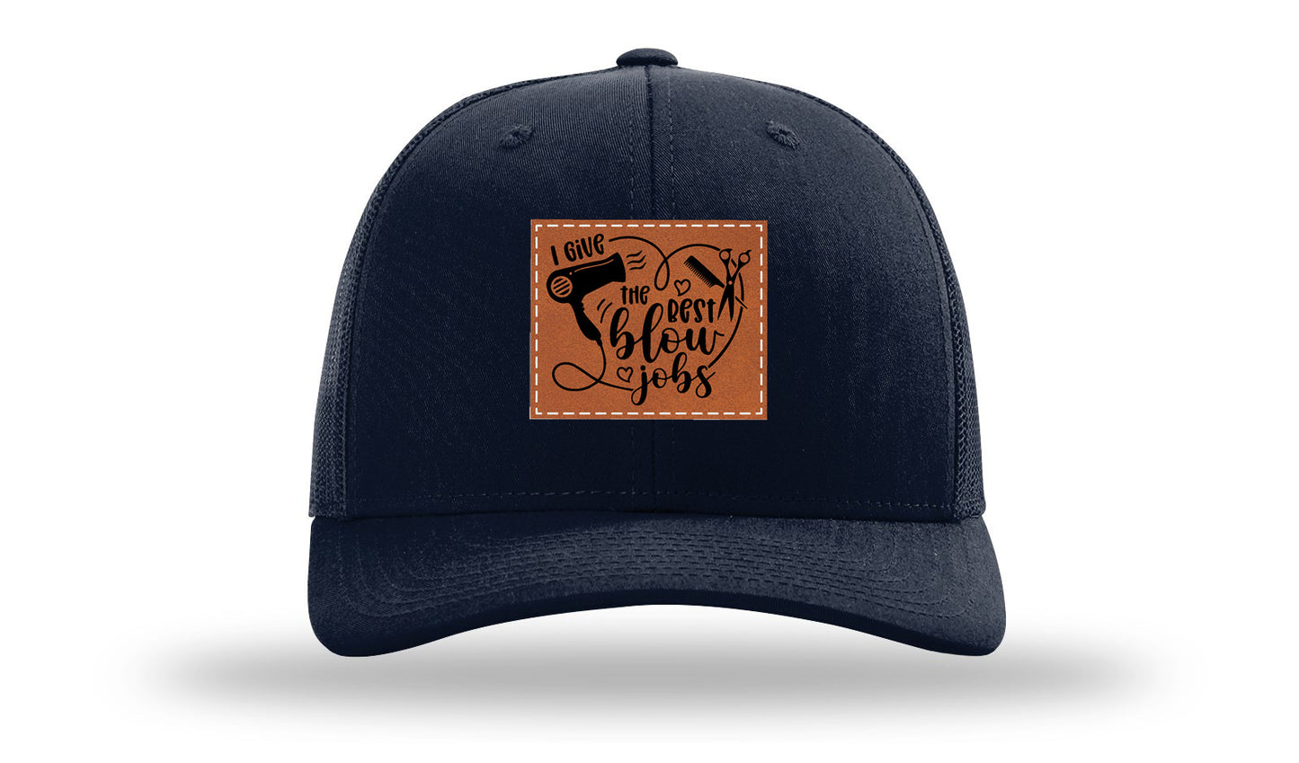 I Give The Best Blow Jobs Leather Patch Richardson 112 Hat-Navy