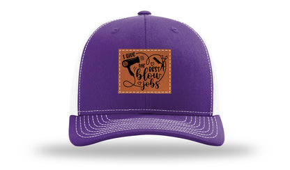 I Give The Best Blow Jobs Leather Patch Richardson 112 Hat-Purple / White