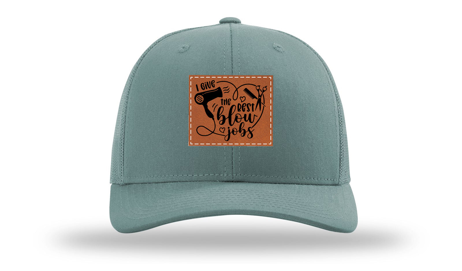 I Give The Best Blow Jobs Leather Patch Richardson 112 Hat-Smoke Blue