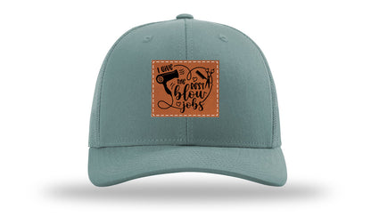 I Give The Best Blow Jobs Leather Patch Richardson 112 Hat-Smoke Blue