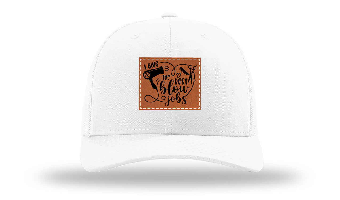 I Give The Best Blow Jobs Leather Patch Richardson 112 Hat-White