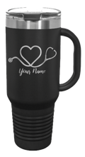 Load image into Gallery viewer, Stethoscope Heart with Name 40oz Handle Mug Laser Engraved
