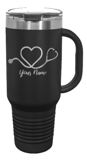 Stethoscope Heart with Name 40oz Handle Mug Laser Engraved