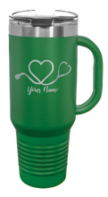 Load image into Gallery viewer, Stethoscope Heart with Name 40oz Handle Mug Laser Engraved
