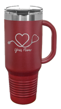 Load image into Gallery viewer, Stethoscope Heart with Name 40oz Handle Mug Laser Engraved
