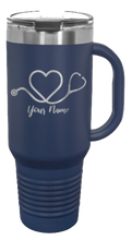 Load image into Gallery viewer, Stethoscope Heart with Name 40oz Handle Mug Laser Engraved
