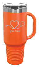 Load image into Gallery viewer, Stethoscope Heart with Name 40oz Handle Mug Laser Engraved
