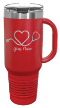 Load image into Gallery viewer, Stethoscope Heart with Name 40oz Handle Mug Laser Engraved
