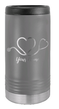 Load image into Gallery viewer, Heart Stethescope With Name Laser Engraved Slim Can Insulated Koosie

