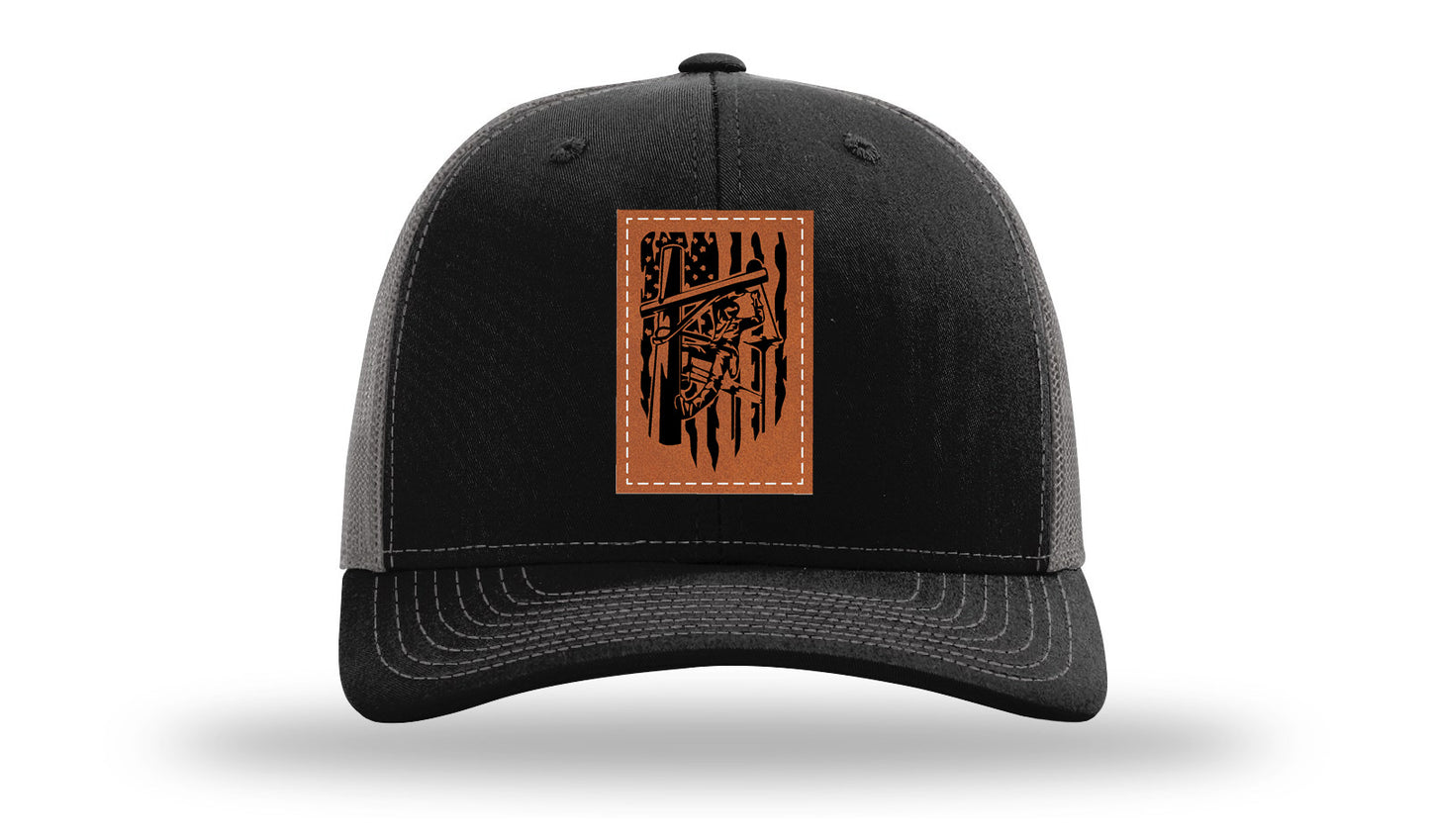 Lineman Work Leather Patch Richardson 112 Hat-Black / Charcoal