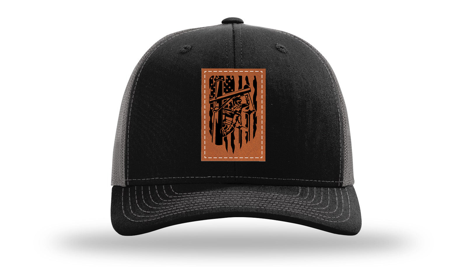 Lineman Work Leather Patch Richardson 112 Hat-Black / Charcoal