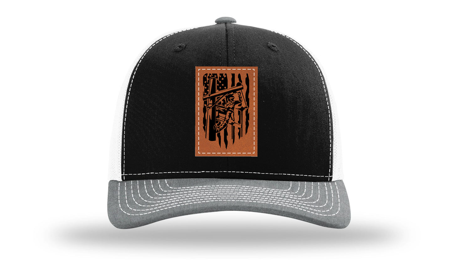 Lineman Work Leather Patch Richardson 112 Hat-Black / White / Heather Grey