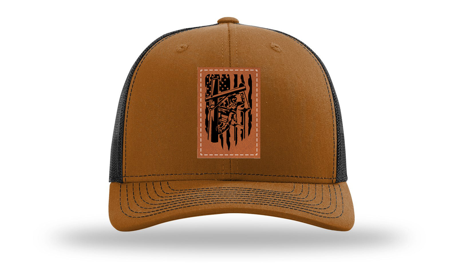 Lineman Work Leather Patch Richardson 112 Hat-Caramel / Black