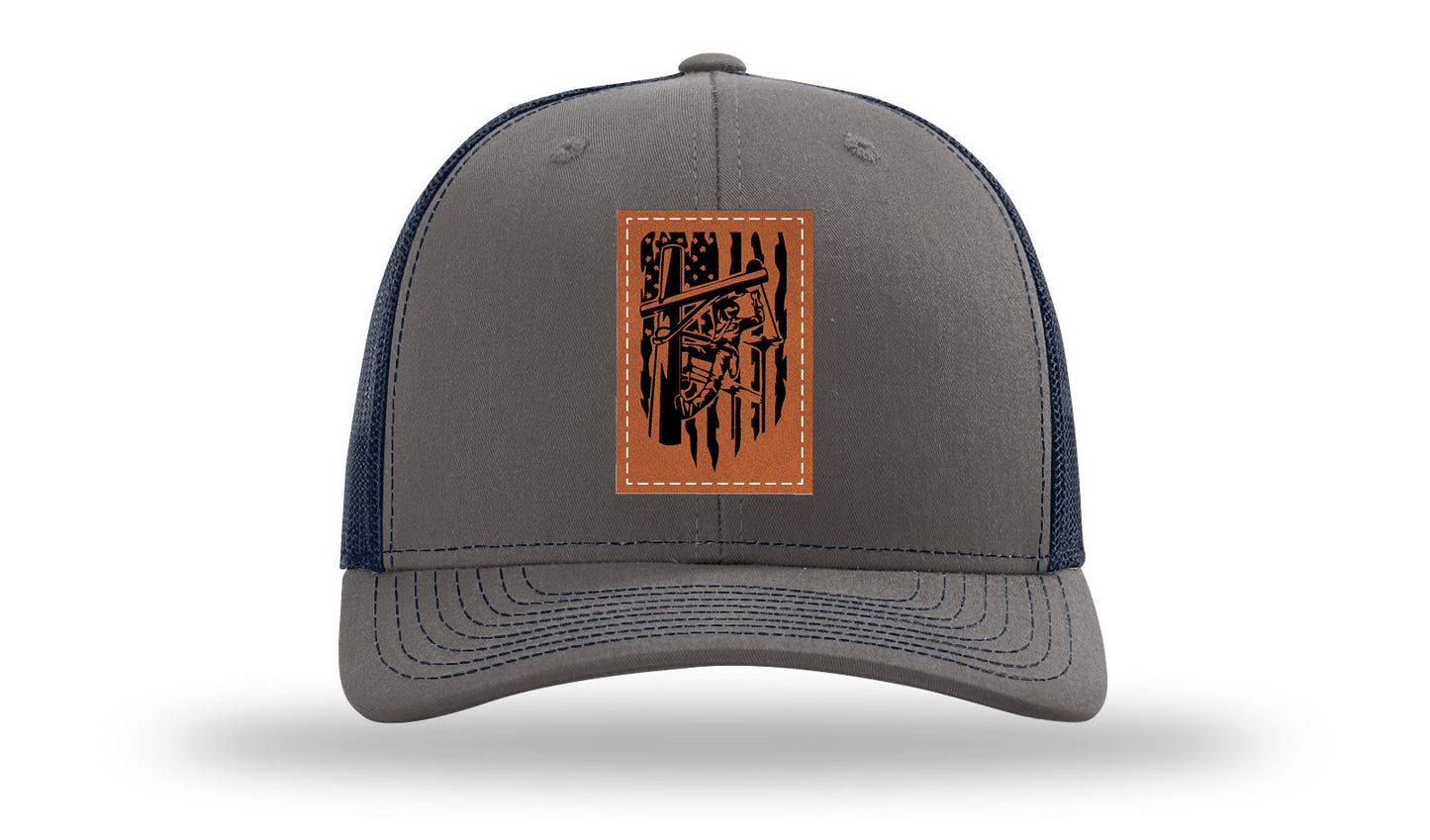 Lineman Work Leather Patch Richardson 112 Hat-Charcoal / Navy