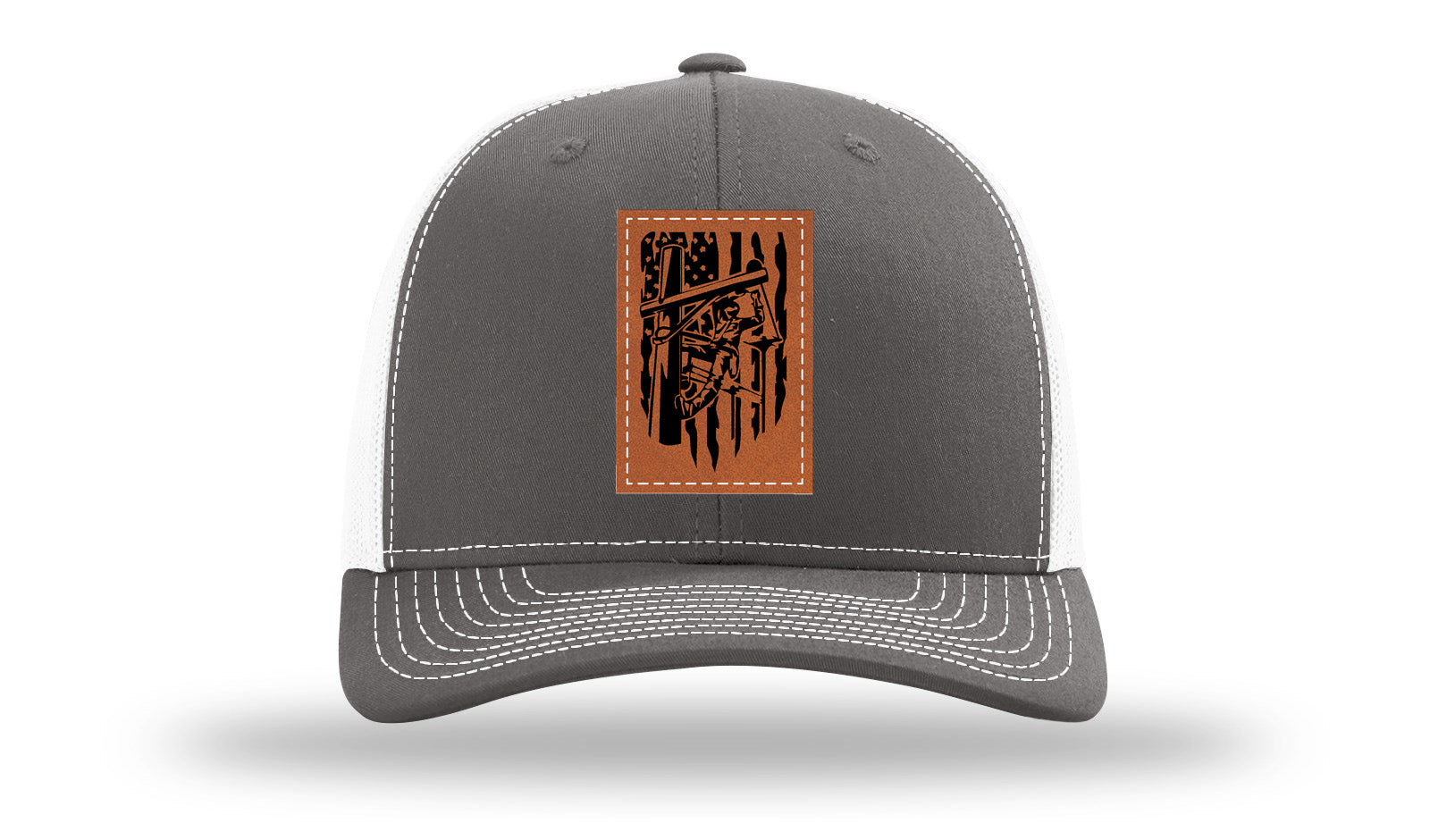 Lineman Work Leather Patch Richardson 112 Hat-Charcoal / White