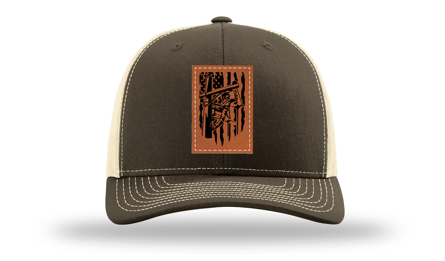 Lineman Work Leather Patch Richardson 112 Hat-Chocolate Chip/  Birch