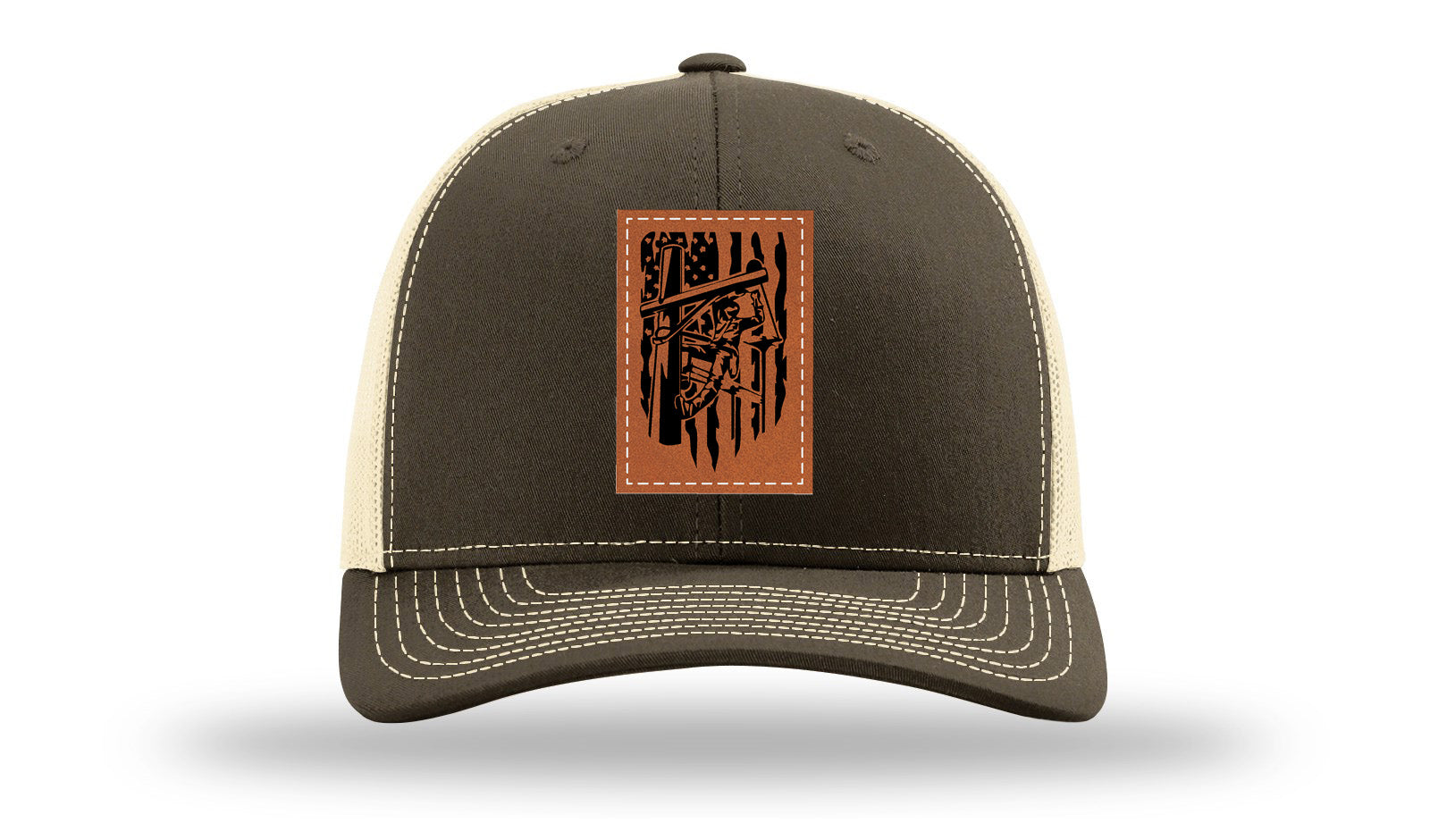 Lineman Work Leather Patch Richardson 112 Hat-Chocolate Chip/  Birch