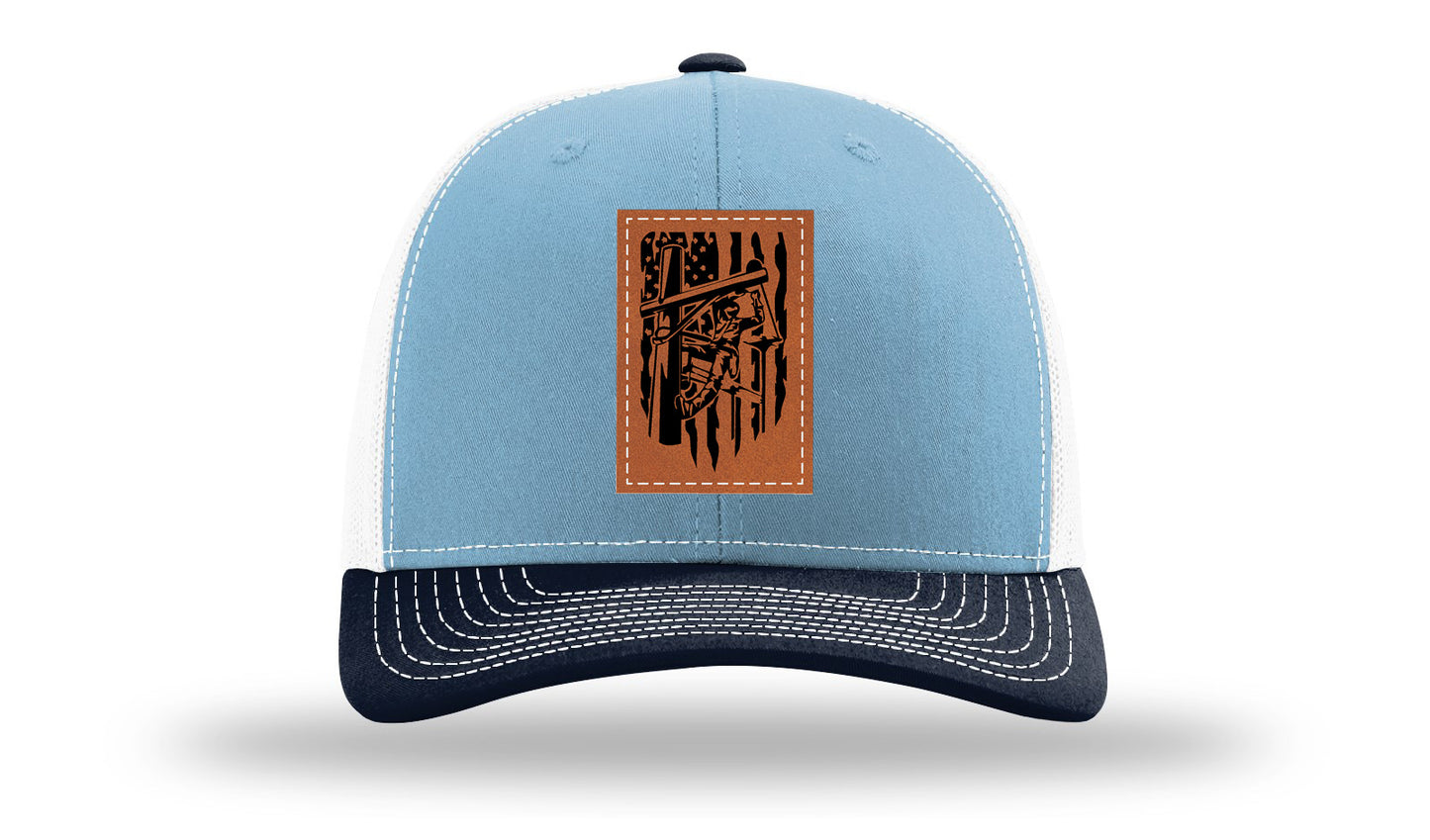 Lineman Work Leather Patch Richardson 112 Hat-Columbia Blue / White / Navy