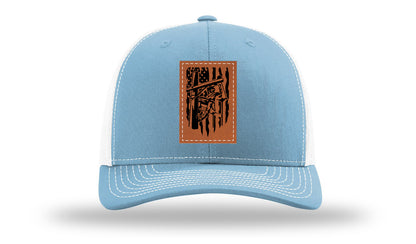 Lineman Work Leather Patch Richardson 112 Hat-Columbia Blue / White