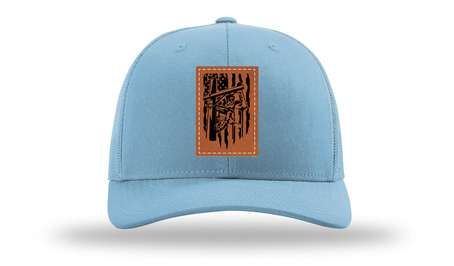 Lineman Work Leather Patch Richardson 112 Hat-Columbia Blue