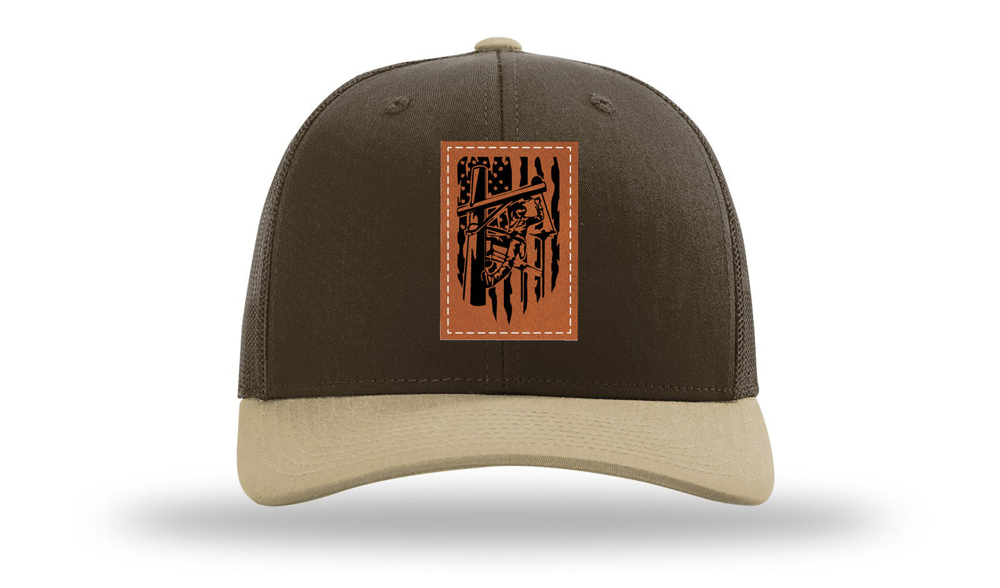 Lineman Work Leather Patch Richardson 112 Hat-Brown / Khaki - CMB