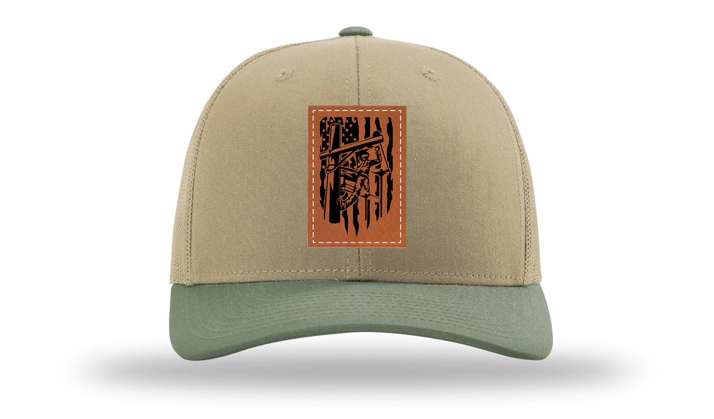 Lineman Work Leather Patch Richardson 112 Hat-Khaki / Loden - CMB