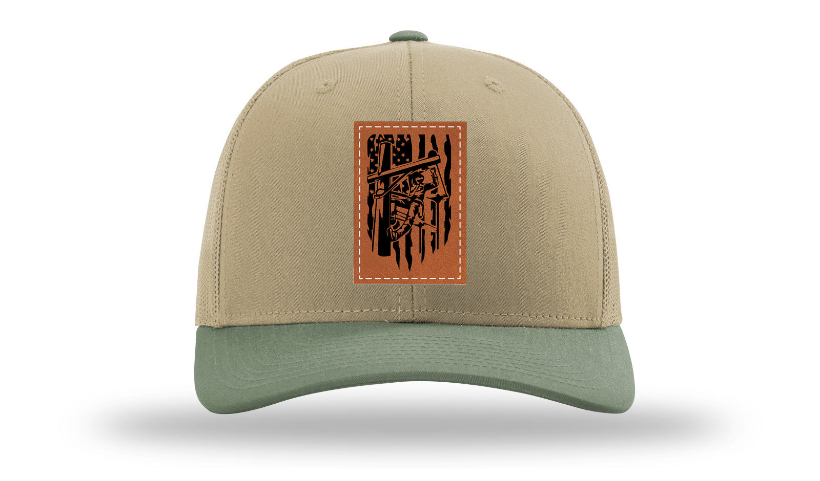 Lineman Work Leather Patch Richardson 112 Hat-Khaki / Loden - CMB
