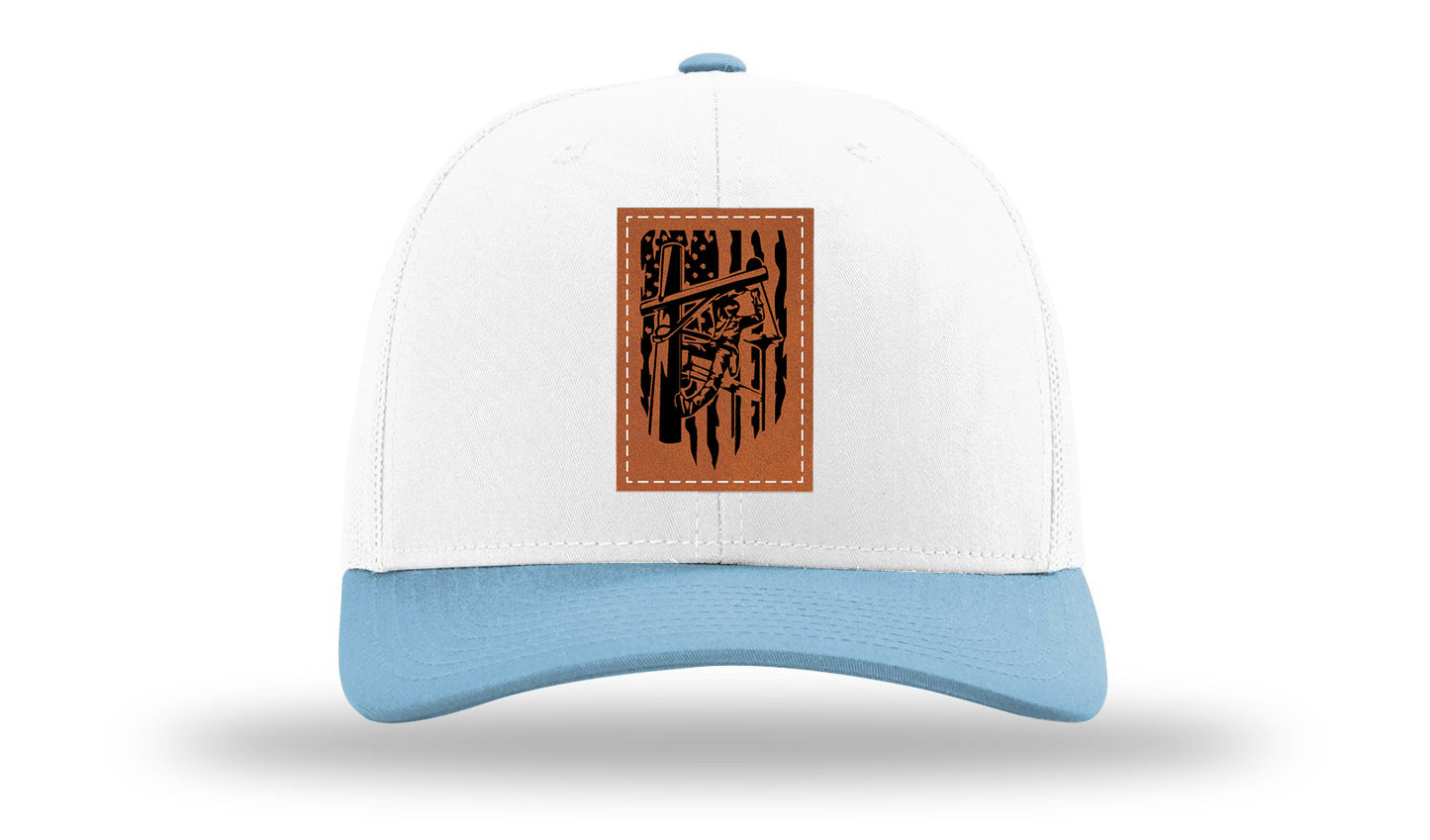Lineman Work Leather Patch Richardson 112 Hat-White /Columbia Blue - CMB