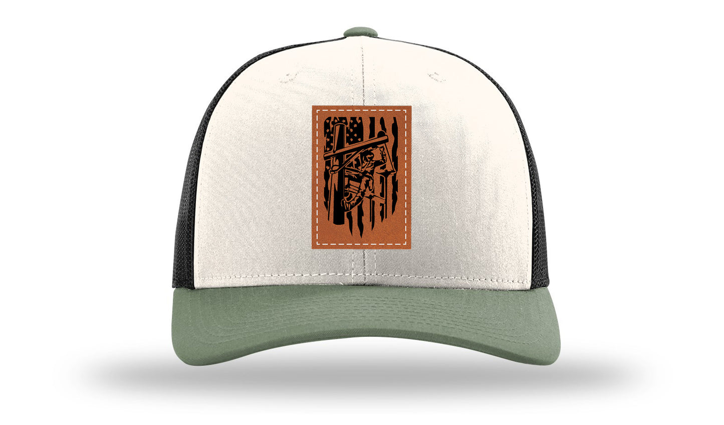 Lineman Work Leather Patch Richardson 112 Hat-Cream / Black / Loden