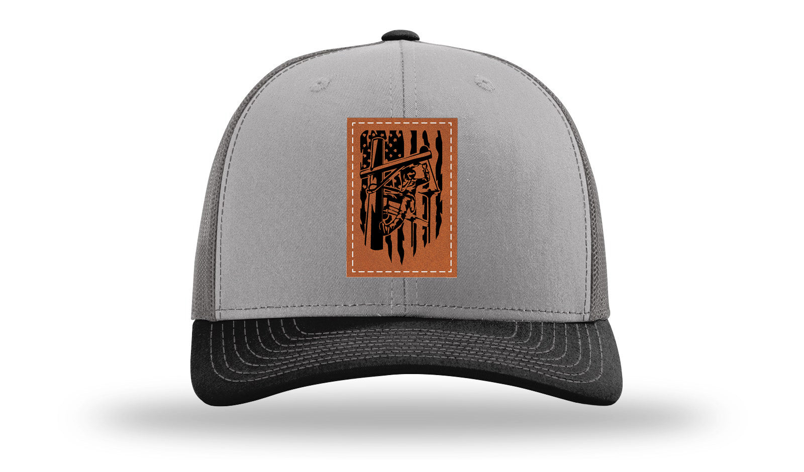 Lineman Work Leather Patch Richardson 112 Hat-Grey / Charcoal / Black