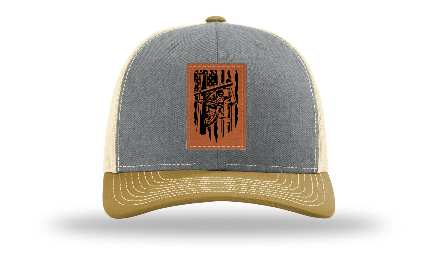 Lineman Work Leather Patch Richardson 112 Hat-Heather Grey / Birch / Amber Gold