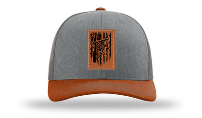 Lineman Work Leather Patch Richardson 112 Hat-Heather Grey / Charcoal / Dark Orange