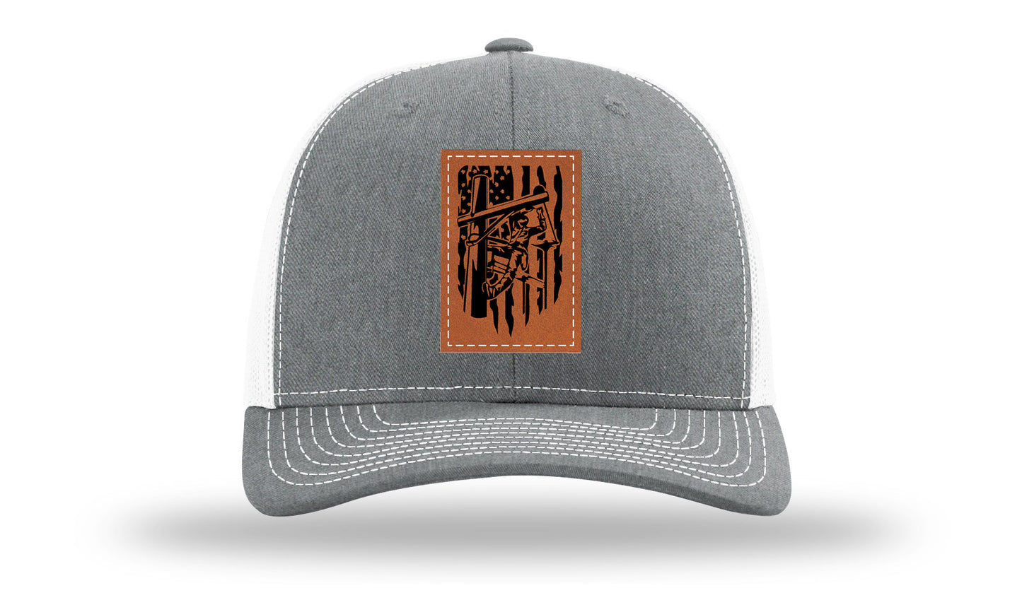 Lineman Work Leather Patch Richardson 112 Hat-Heather Grey / White