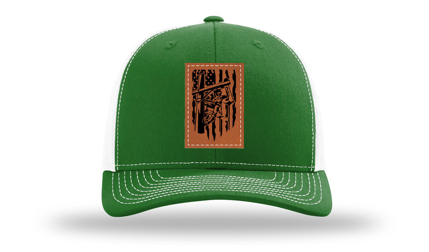 Lineman Work Leather Patch Richardson 112 Hat-Kelly / White