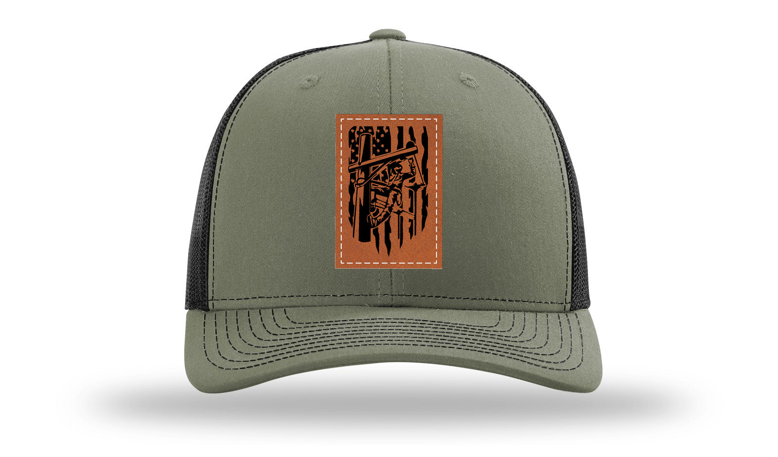 Lineman Work Leather Patch Richardson 112 Hat-Loden / Black