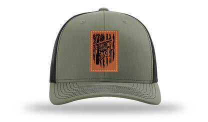 Lineman Work Leather Patch Richardson 112 Hat-Loden / Black