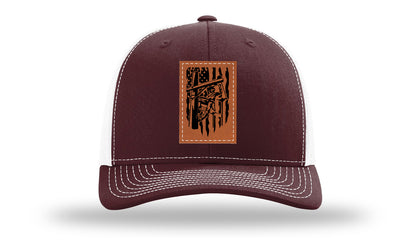 Lineman Work Leather Patch Richardson 112 Hat-Maroon / White