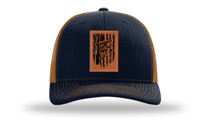 Lineman Work Leather Patch Richardson 112 Hat-Navy / Caramel