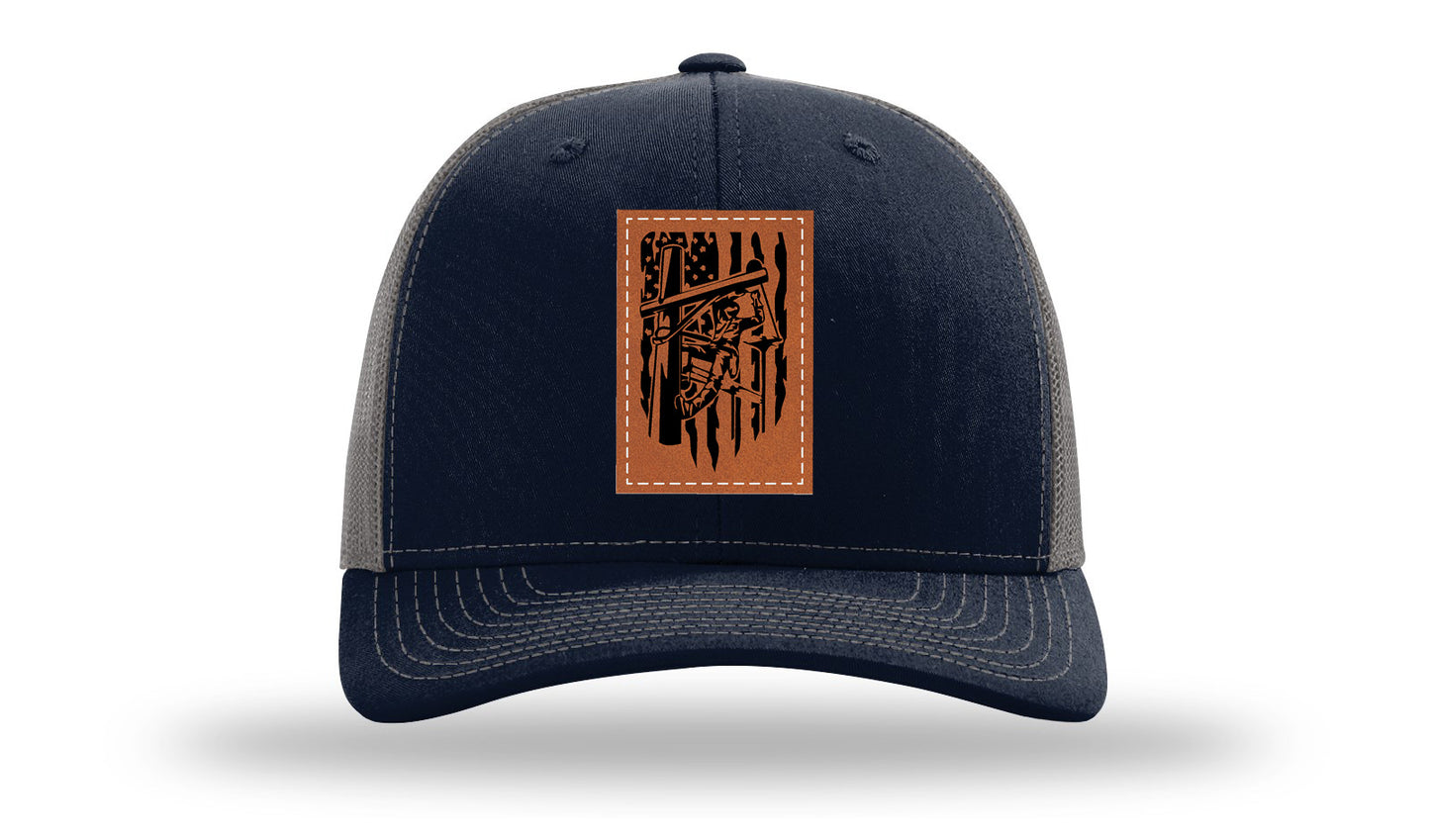 Lineman Work Leather Patch Richardson 112 Hat-Navy / Charcoal
