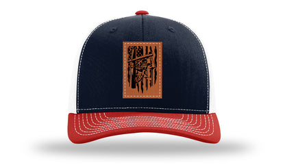 Lineman Work Leather Patch Richardson 112 Hat-Navy / White / Red